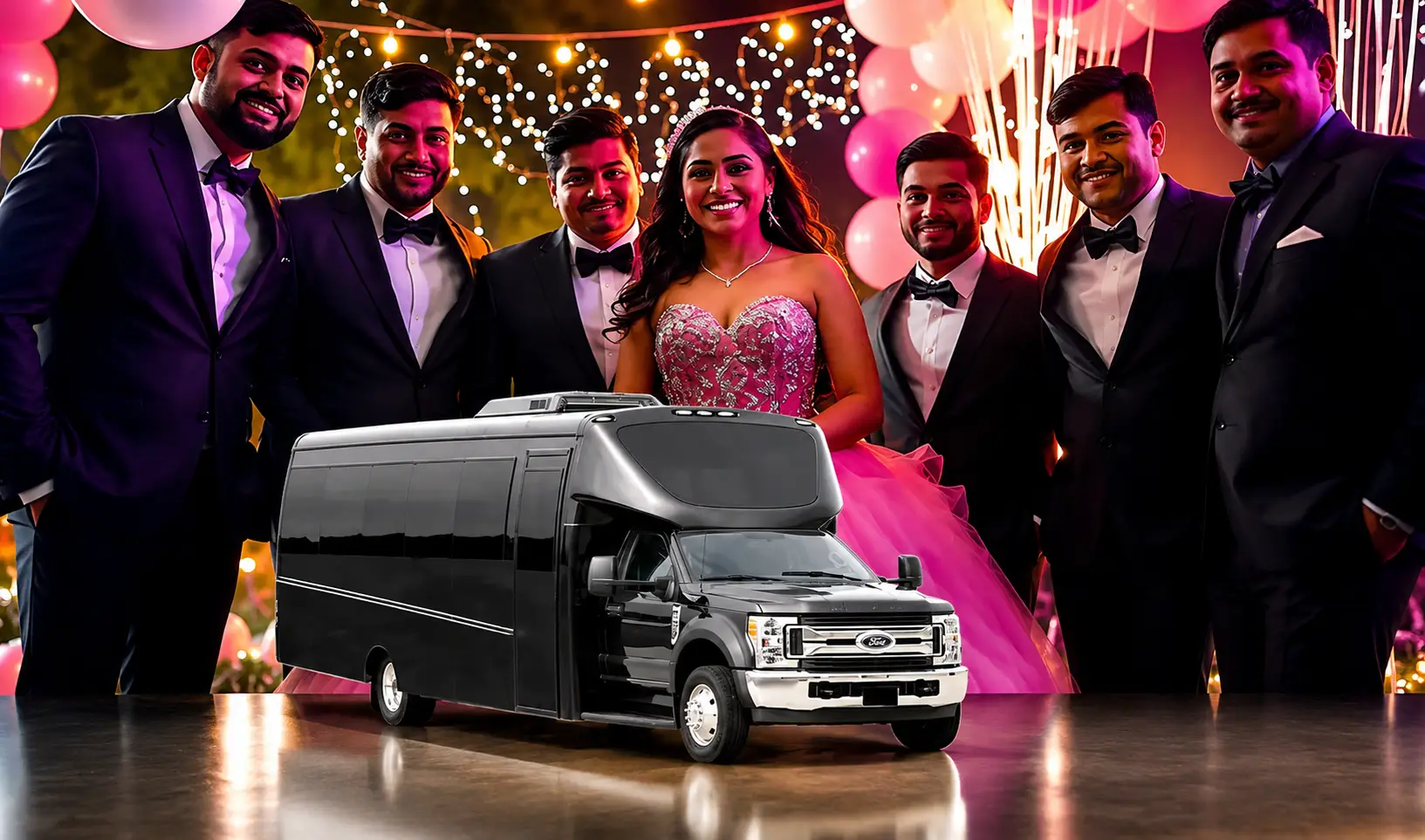 Chauffeur greeting a family for a quinceañera event